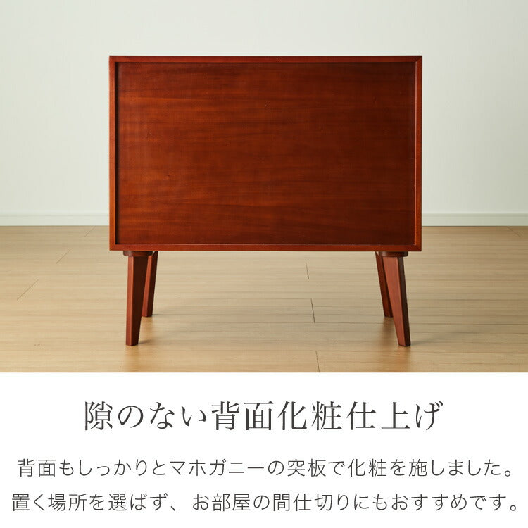 I 新品 北欧 リビングボード キャビネット 80cm サイドボード 赤茶色 G