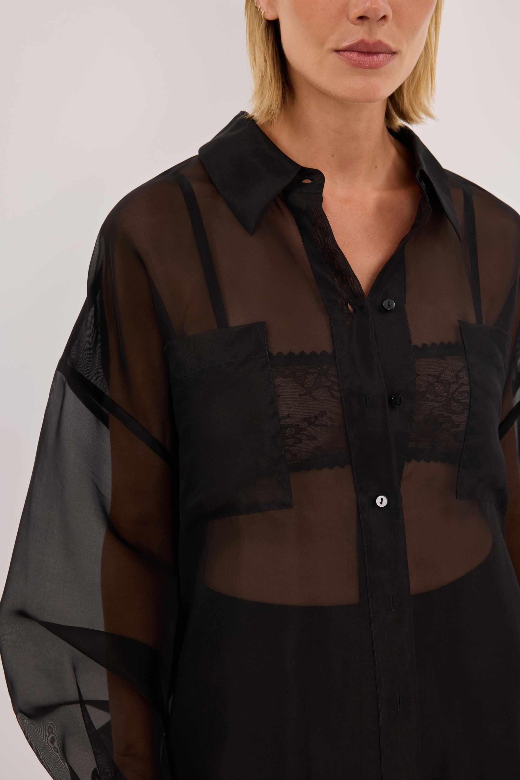SIAN BLACK ORGANZA SHIRT – DISSH