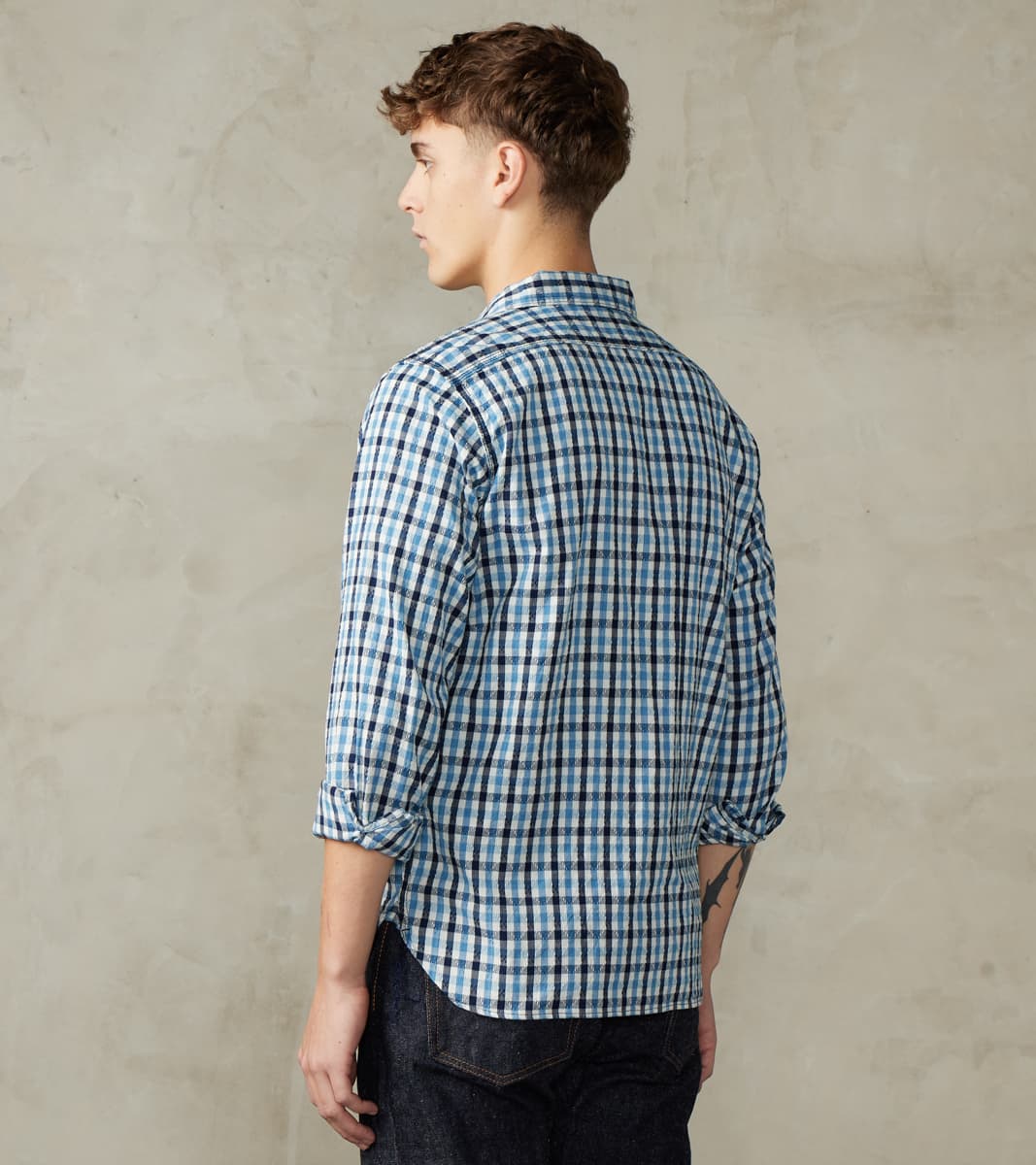 Samurai - SSS25-CSW Natural Indigo Dyed Sashiko Gingham Check Work