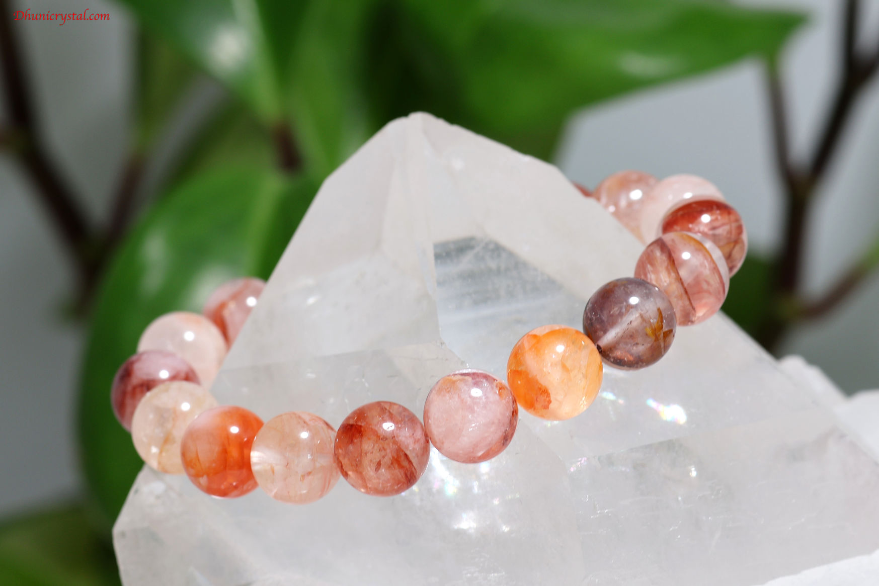 一連ブレスレット【ヒマラヤレッドクォーツ】サイズ変更可(A532)