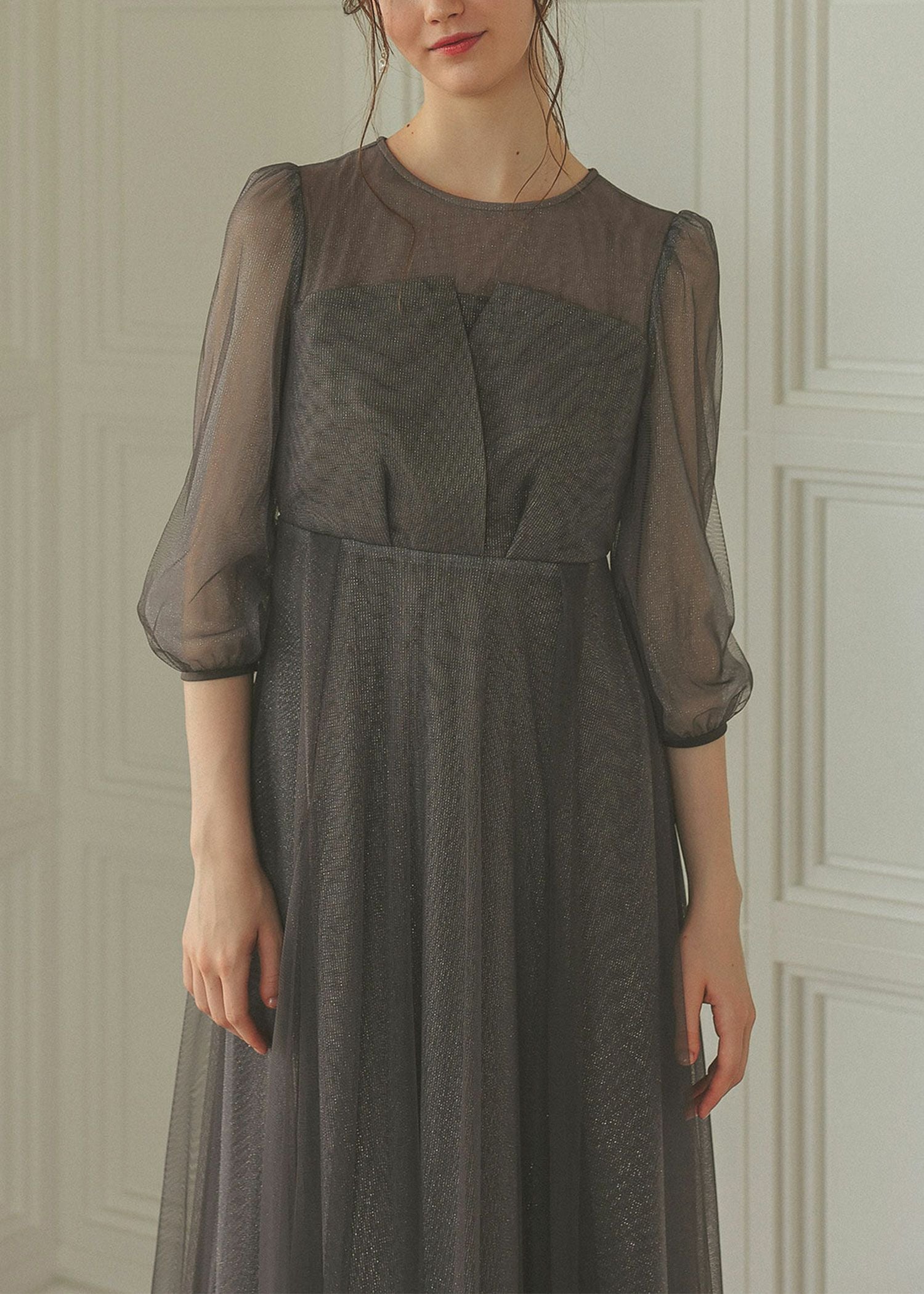 ビスチェ風トップス ラメチュールワンピースドレス | DorryDoll