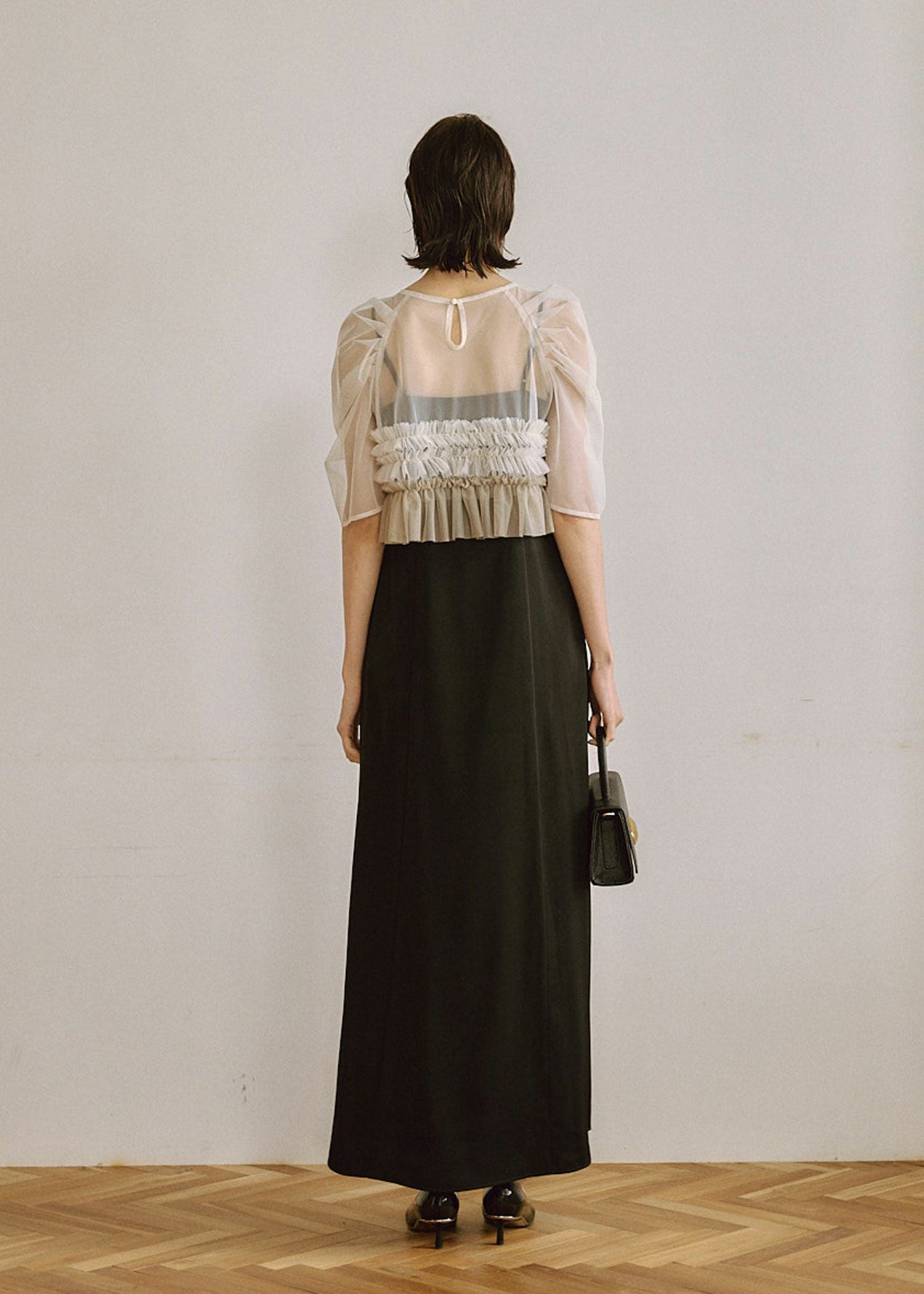 Ruffle tulle airy dress|LE'RURE