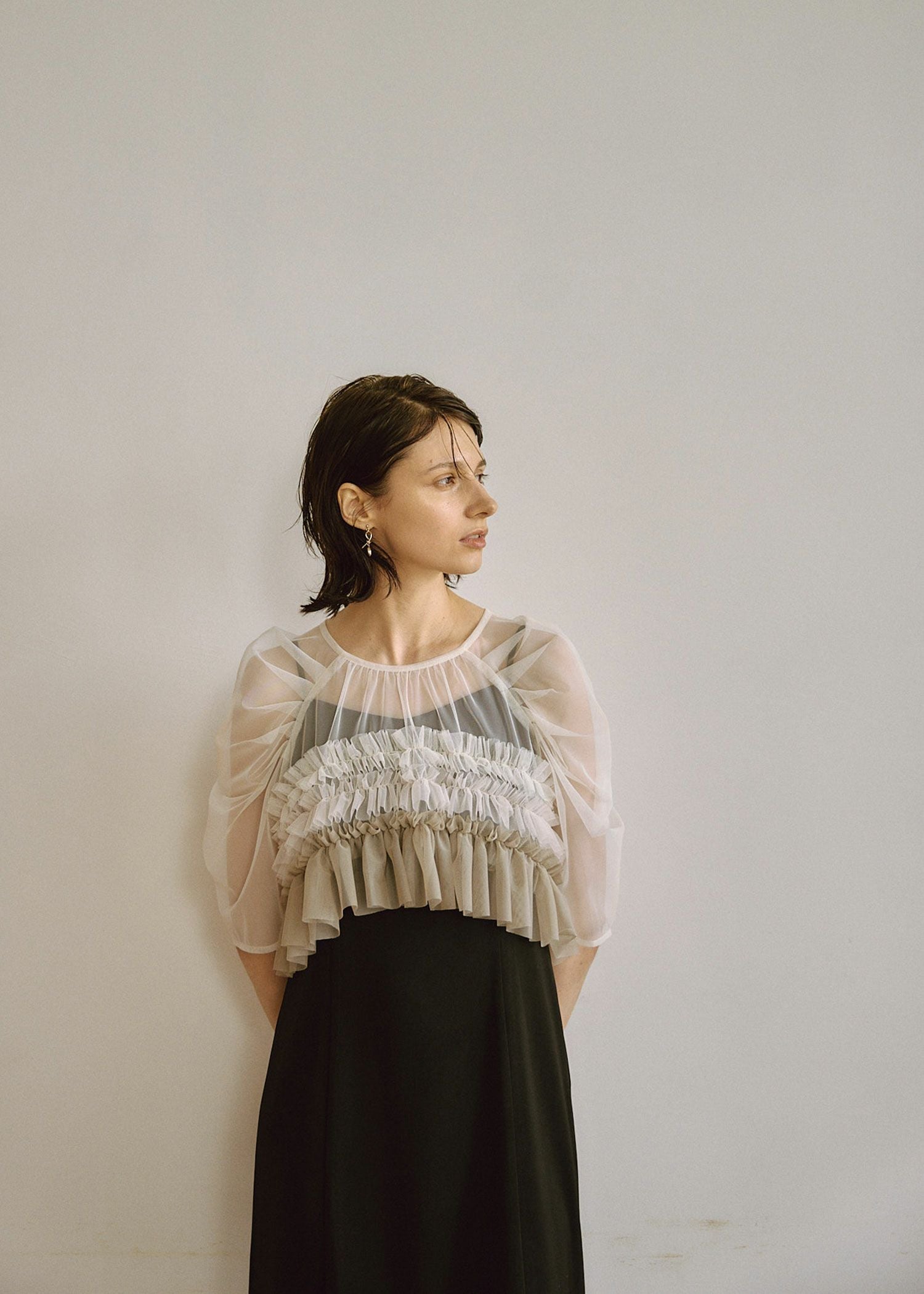 Ruffle tulle airy dress|LE'RURE