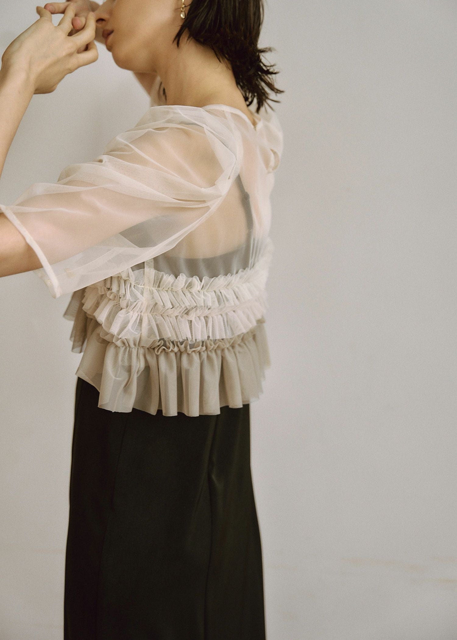 Ruffle tulle airy dress|LE'RURE