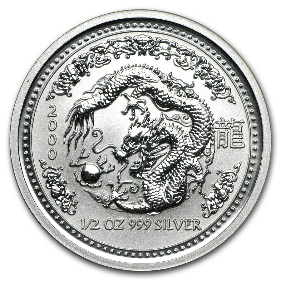 2000 Australia 50 Cents Series 1 Lunar Year of the Dragon 1/2 oz