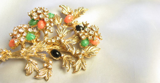 CINER サイナー ヴィンテージ ピーコック ビジュー ブローチ