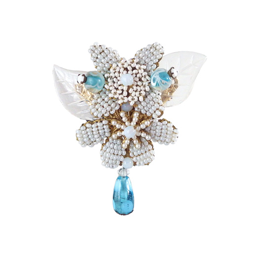 STANLEY HAGLER | ブルーフラワーブローチ - コスチュームジュエリー