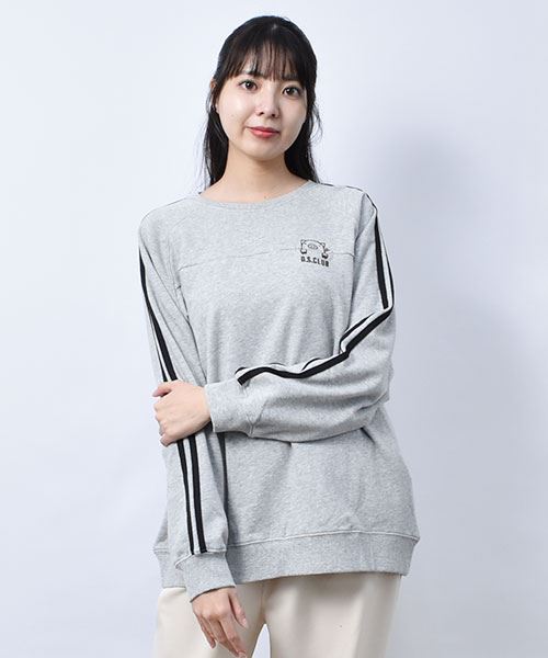 スウェット トレーナー】 サイドライン トレーナー(L 03 杢グレー