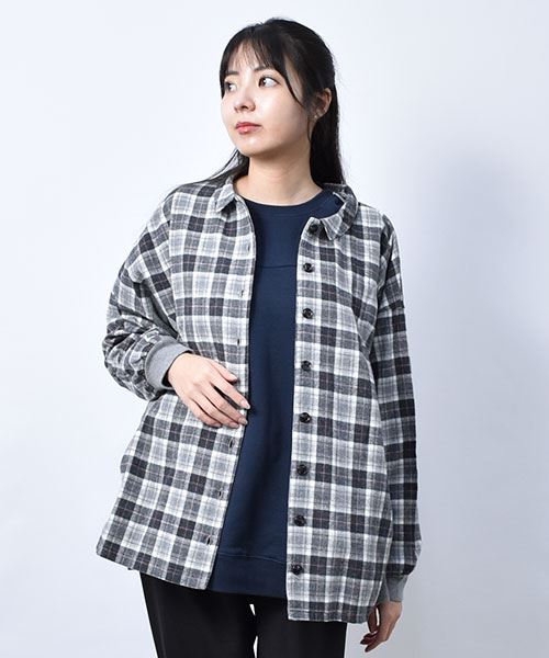 シャツ】 チェック 起毛 シャツ(L 02 ブラック): トップス | drug