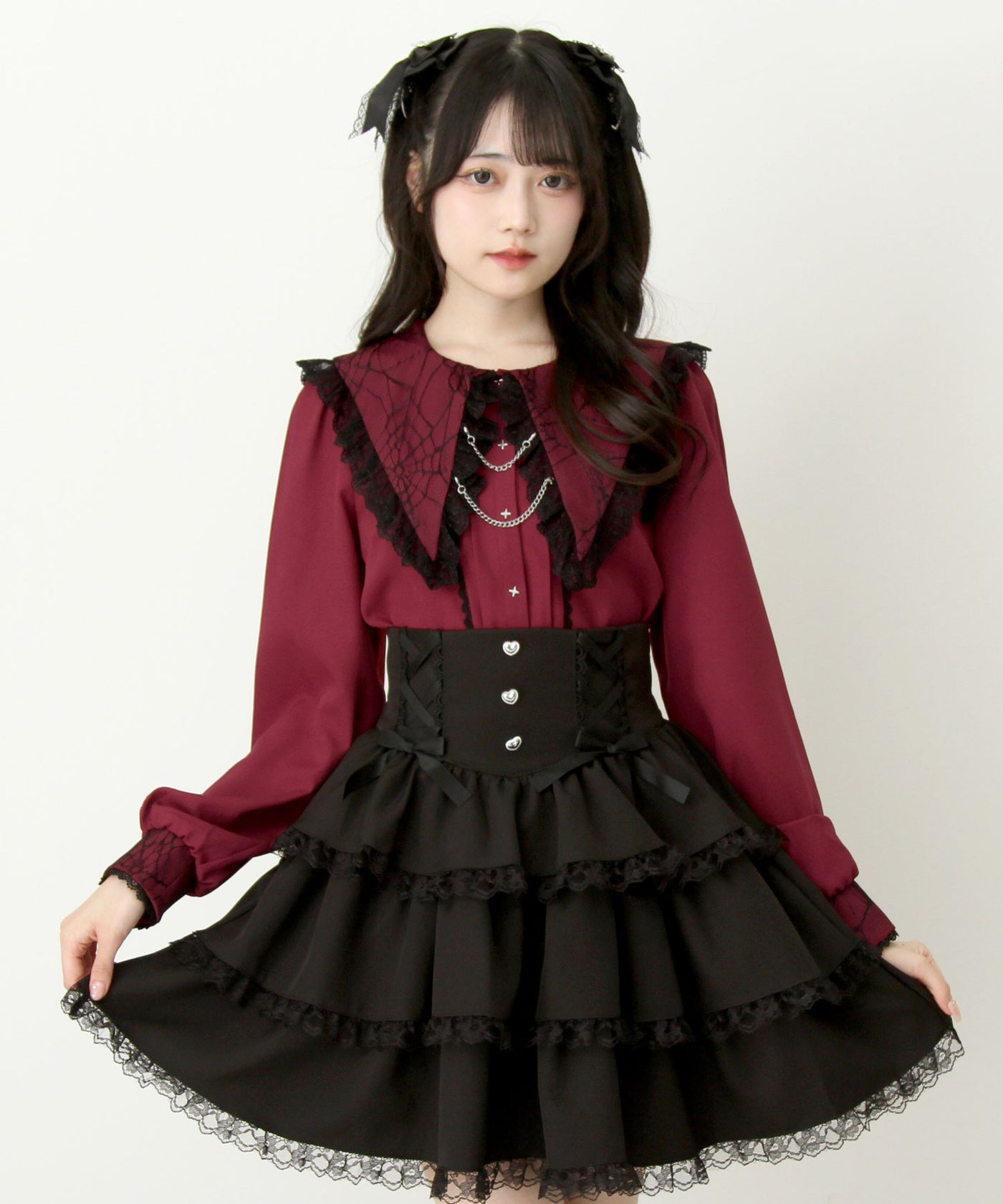 角襟クモレースチェーンブラウス – レディースファッション通販の夢