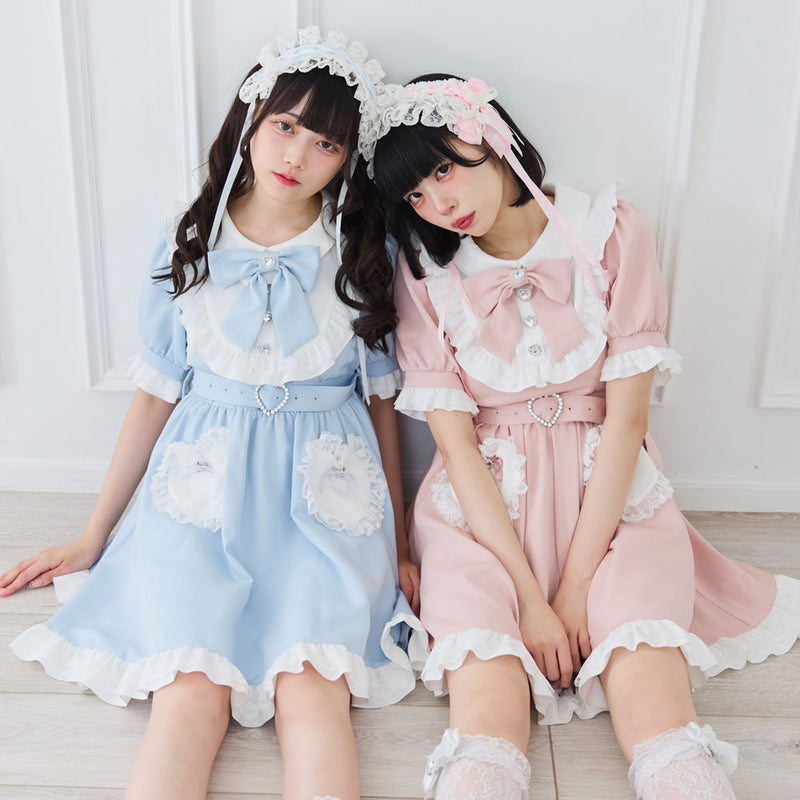 ハートポケットリボンフリルワンピース – レディースファッション通販