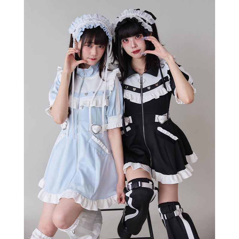 フリルたっぷりメイドジャージワンピース – レディースファッション