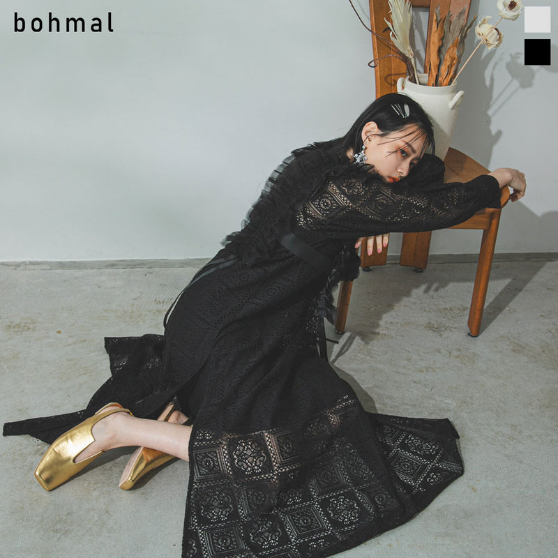 クロシェレースボリュームスリーブロングワンピース – レディース