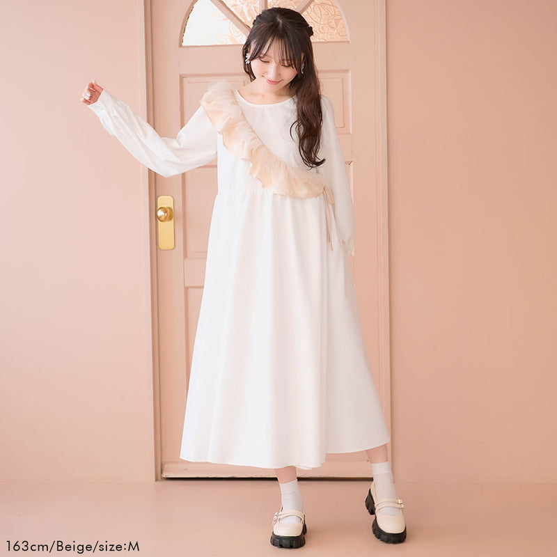 チュールフリル付マキシワンピース – レディースファッション通販の夢