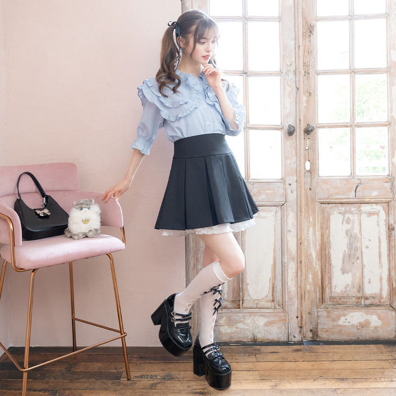 レースフリルプリーツミニスカート – レディースファッション通販の夢