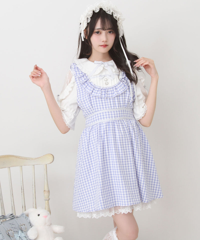 お茶会メイドヨークフリルリボンワンピース – レディースファッション