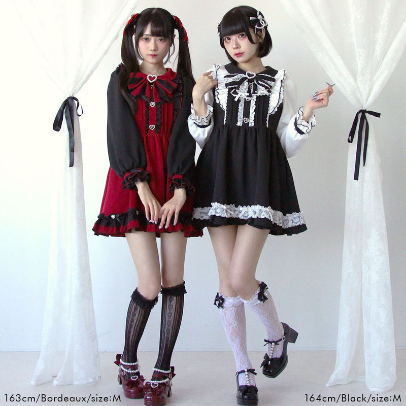 バラレースパールリボンハートビジューワンピース – レディース