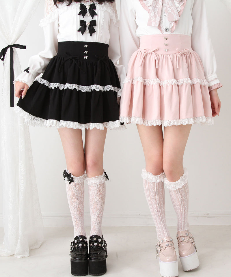 フリルリボンたっぷり裏毛スカート – レディースファッション通販の夢