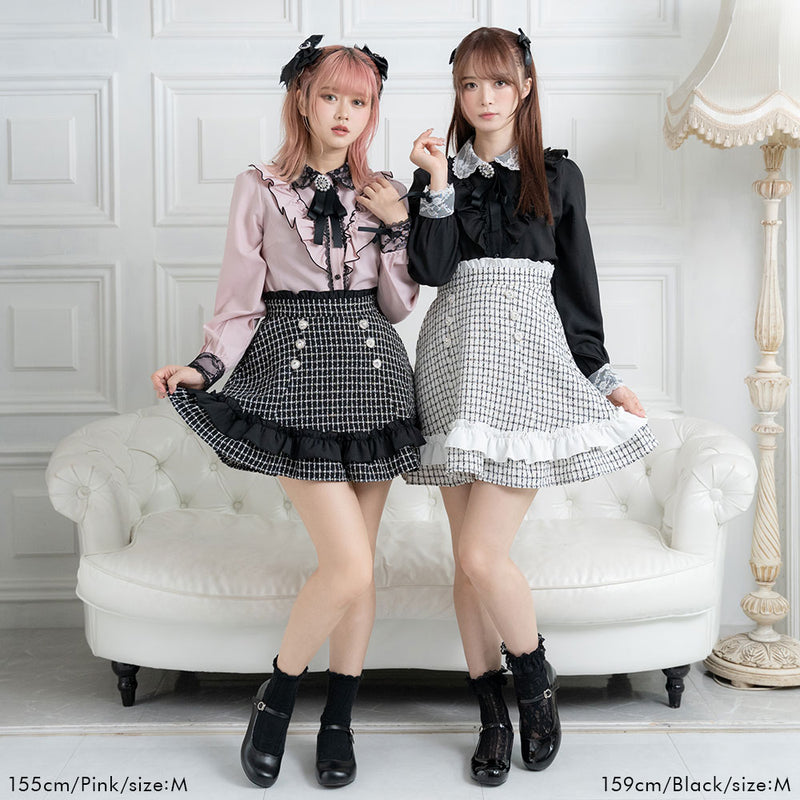 レース重ねフリルビジューブラウス – レディースファッション通販の夢