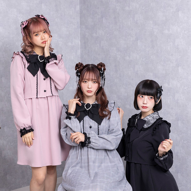 セットアップ風レース重ねリボンワンピース – レディースファッション