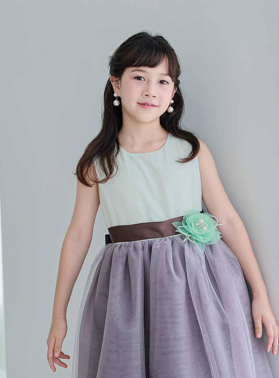 子供ドレス|子供ドレスならミント×チャコールスパンコールロングドレス