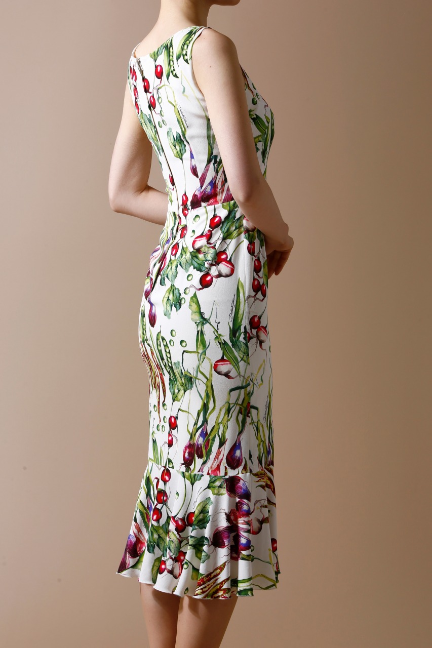 DOLCE＆GABBANA ノースリーブボタニカル柄マーメイドワンピース｜ハイ