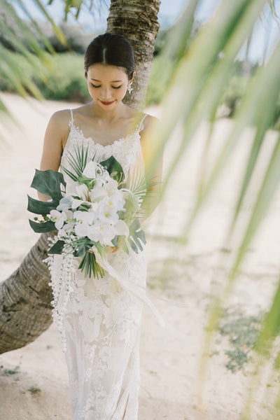 刺繍 総レース ソフトマーメイドドレス（W371）