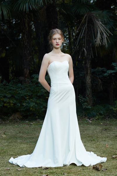 サテン ベアトップ ソフトマーメイドドレス（W205）