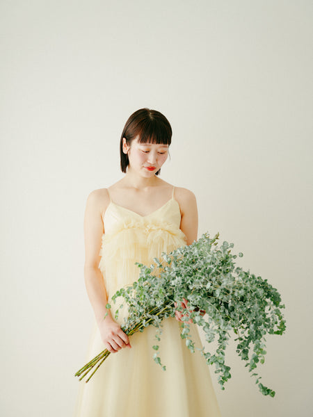 バターイエロー フリル チュールドレス（W331）