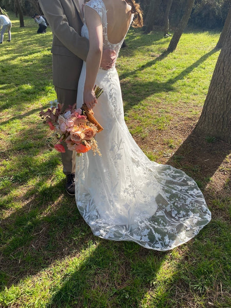 刺繍レース ハートカット スレンダードレス（W252）