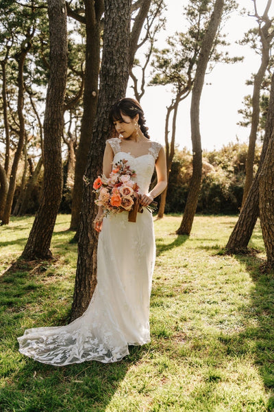 刺繍レース ハートカット スレンダードレス（W252）