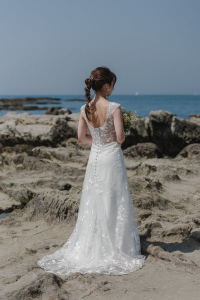 刺繍レース ハートカット スレンダードレス（W252）