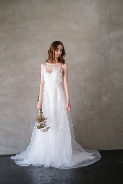 フラワーレース チュール キャミソールドレス（W241）