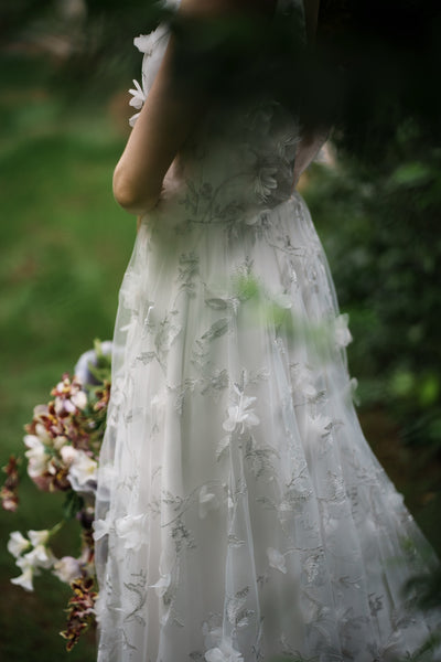 フラワーレース Vネック ノースリーブドレス（W262SI）