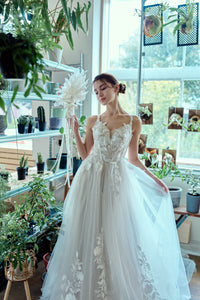 バターイエロー フリル チュールドレス（W331）