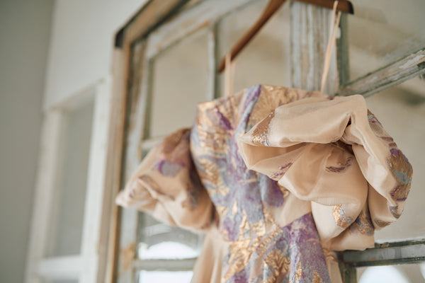 2way 総柄 ジャガード パフスリーブドレス（W299）