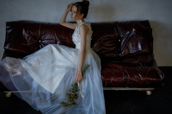 フラワーレース ノースリーブ チュールドレス（W238）