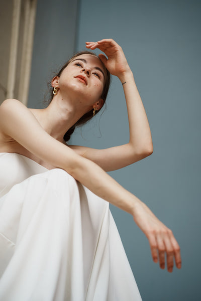 2way バックリボン ベアトップ ソフトマーメイドドレス（W265）