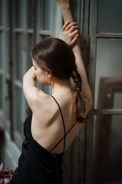 バッククロス キャミソールドレス ブラック（W261BK）