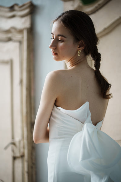 2way バックリボン ベアトップ ソフトマーメイドドレス（W265）