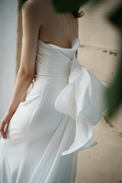 2way バックリボン ベアトップ ソフトマーメイドドレス（W265）