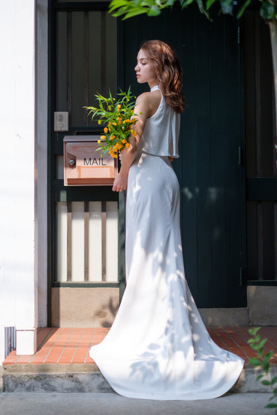 アメリカンスリーブ サテン ソフトマーメイドドレス（W227）