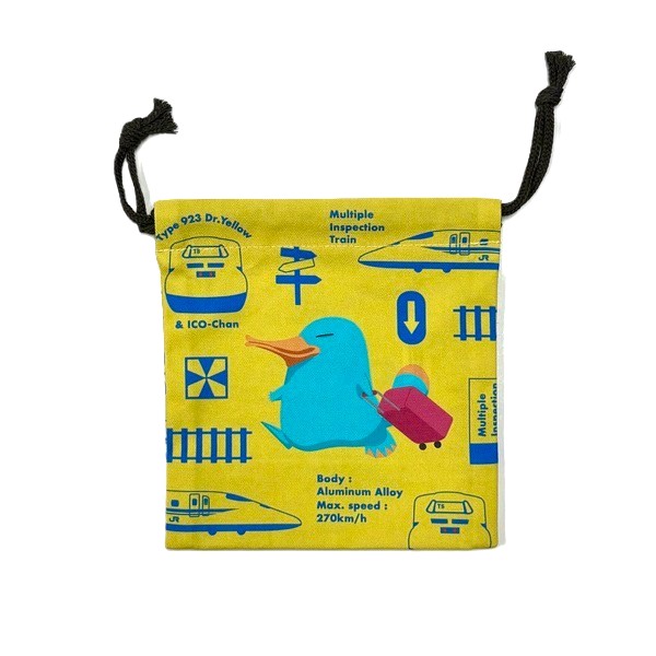 カモノハシのイコちゃん×ドクターイエロー ミニ巾着 イエロー: 鉄道