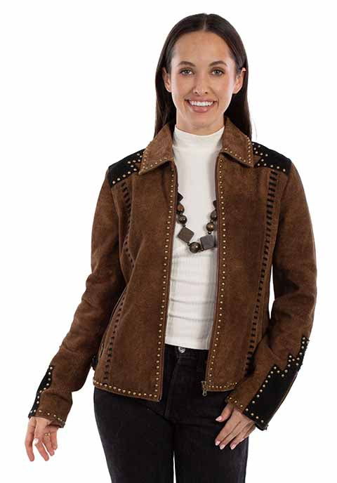 Scully Women's Brown / Black Suede Studded Western Jacket – Dudes