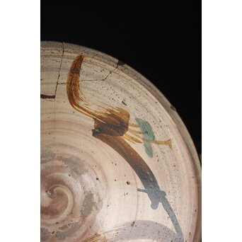 江戸時代 古武雄 鉄絵緑彩松文 大鉢 P341｜骨董店 のびる 古美術 骨董