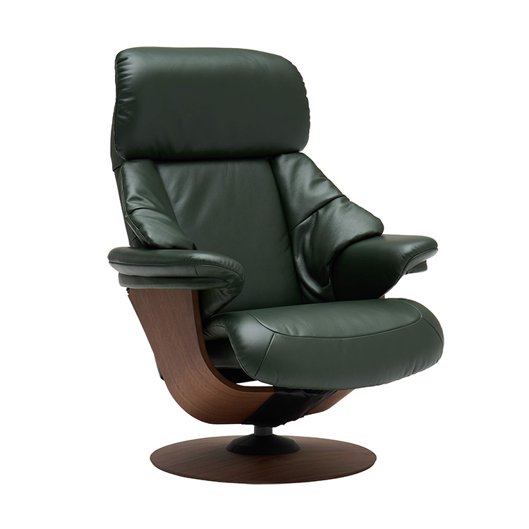 リクライニングチェア(M) RU7350 ダークグリーン ウォールナット