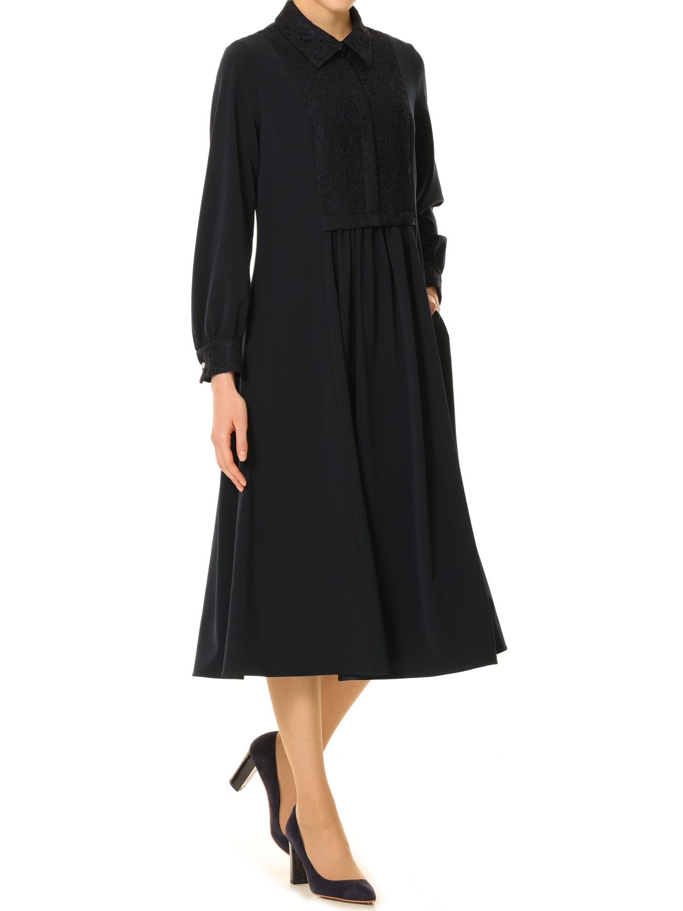 レース切替デザインシャツワンピース: m,i,d,公式通販｜m-i-d e