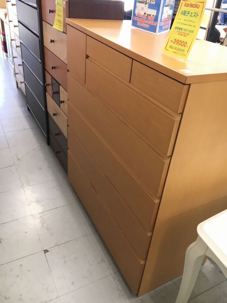 中古 カリモク 6段チェスト ライトブラウン - ecola