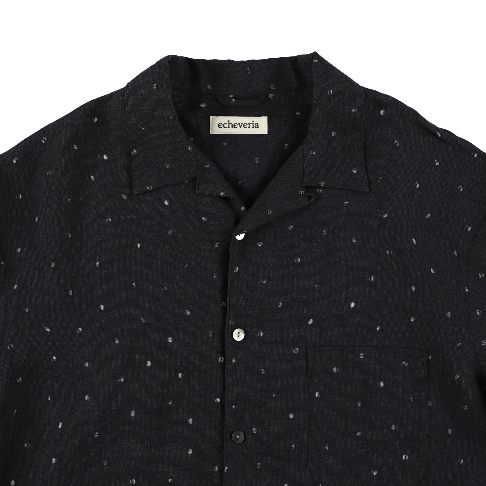 Linen dot open collar shirts – echeveria official store
