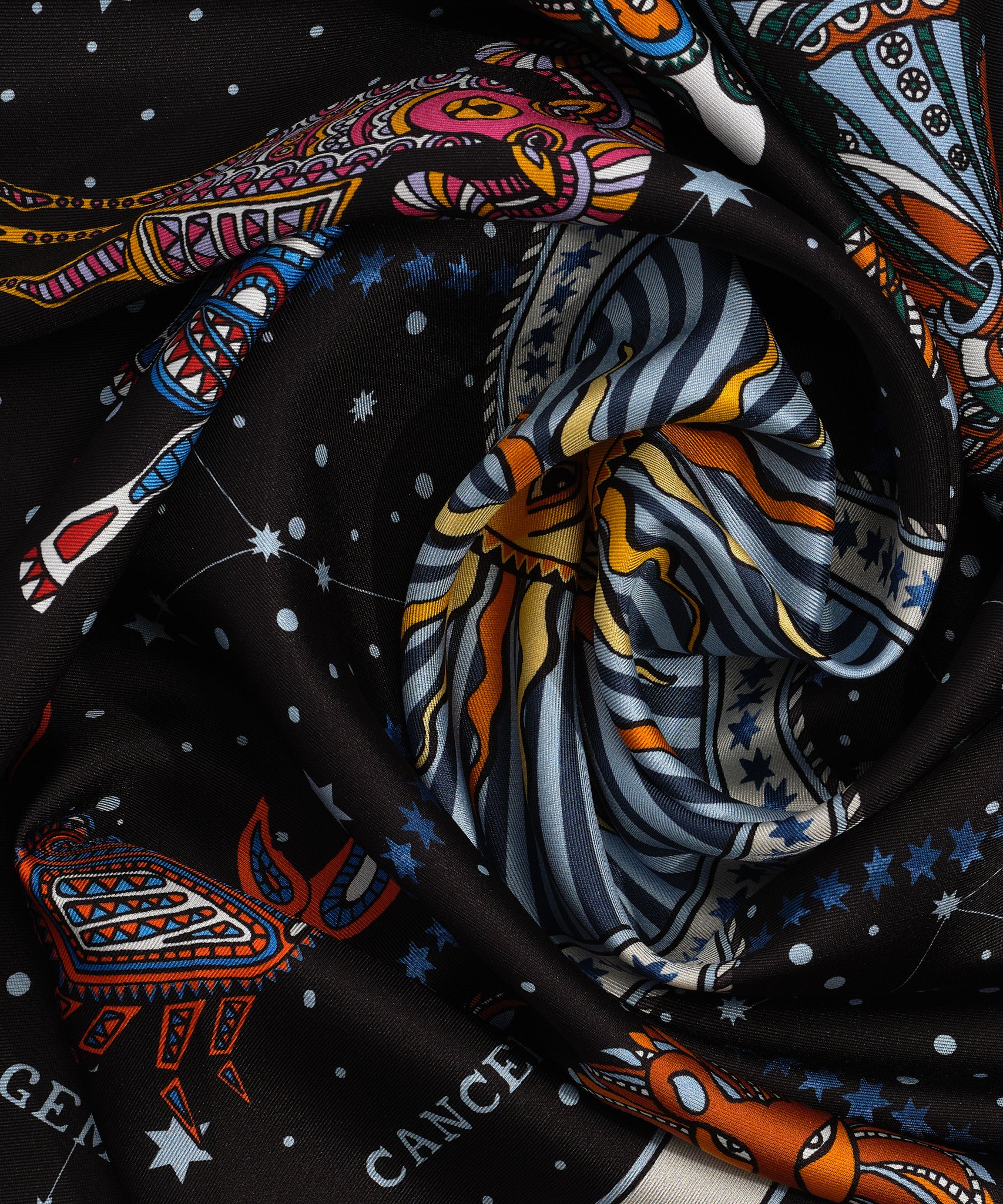 Silk Scarf for Women | Stars & Zodiac Cycle | Echo Wrap yourself